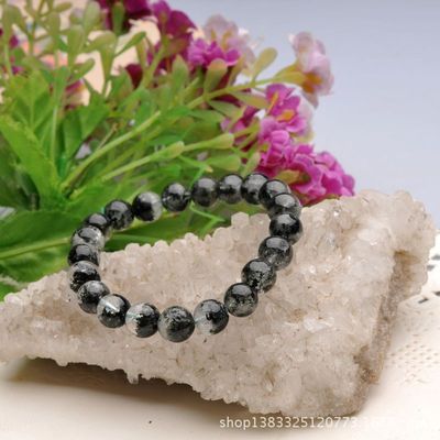 純天然精品9mm綠幽靈圓珠手鏈 墨綠深綠，招財(cái)納福